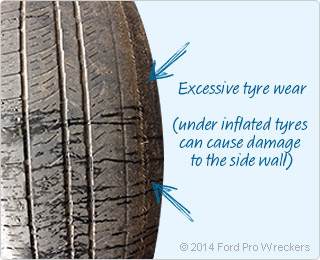 Excessive tyre wear (under inflated tyres can cause damage to the side wall)